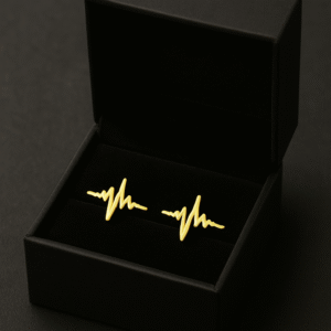 AK Elegant Gems Heartbeat Pulse Gold Earrings
