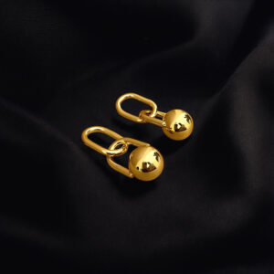 AK Elegant Gems Modern Gold Ball Drop Earrings