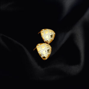 AK Elegant Gems Mosaic Textured Gold Stud Earrings