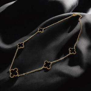 trendy gold charm necklace with geometric cystal pendants
