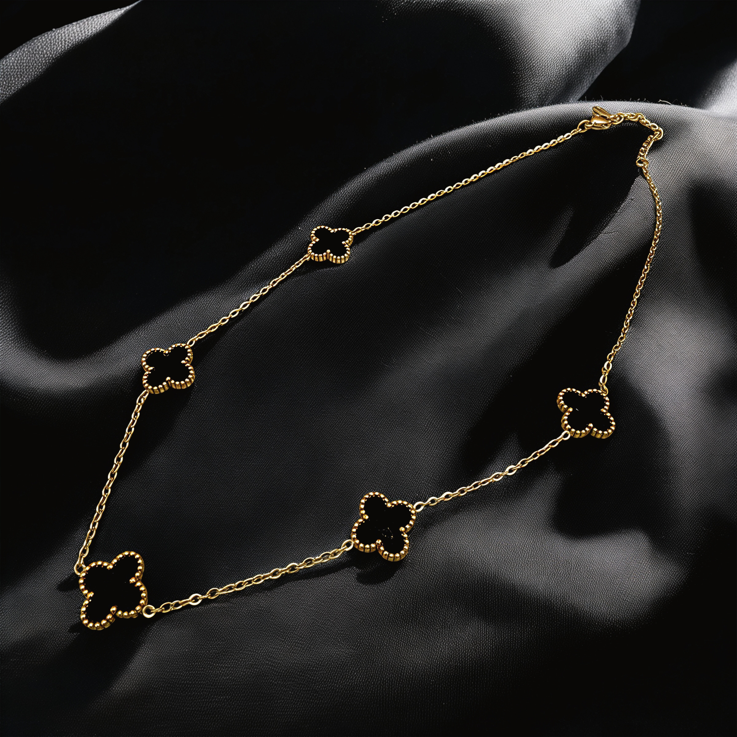 trendy gold charm necklace with geometric cystal pendants