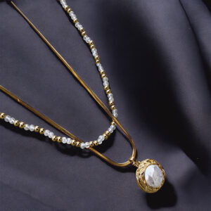 AK Elegant Gems  Golden Pearl Harmony Pendant