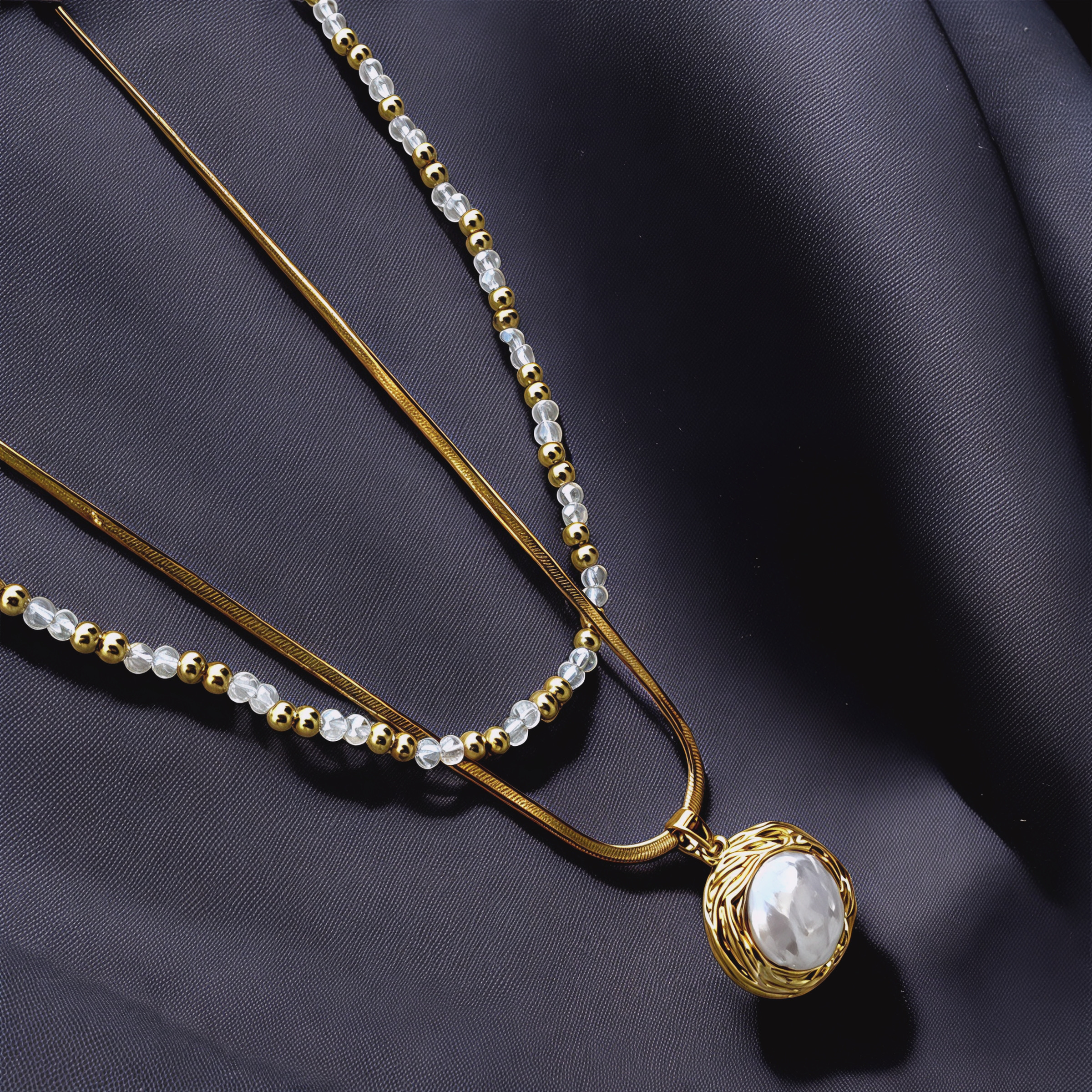 AK Elegant Gems Golden Pearl Harmony Pendant