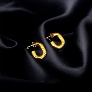 AK Elegant Gems Organic Textured Gold Hoop Earrings