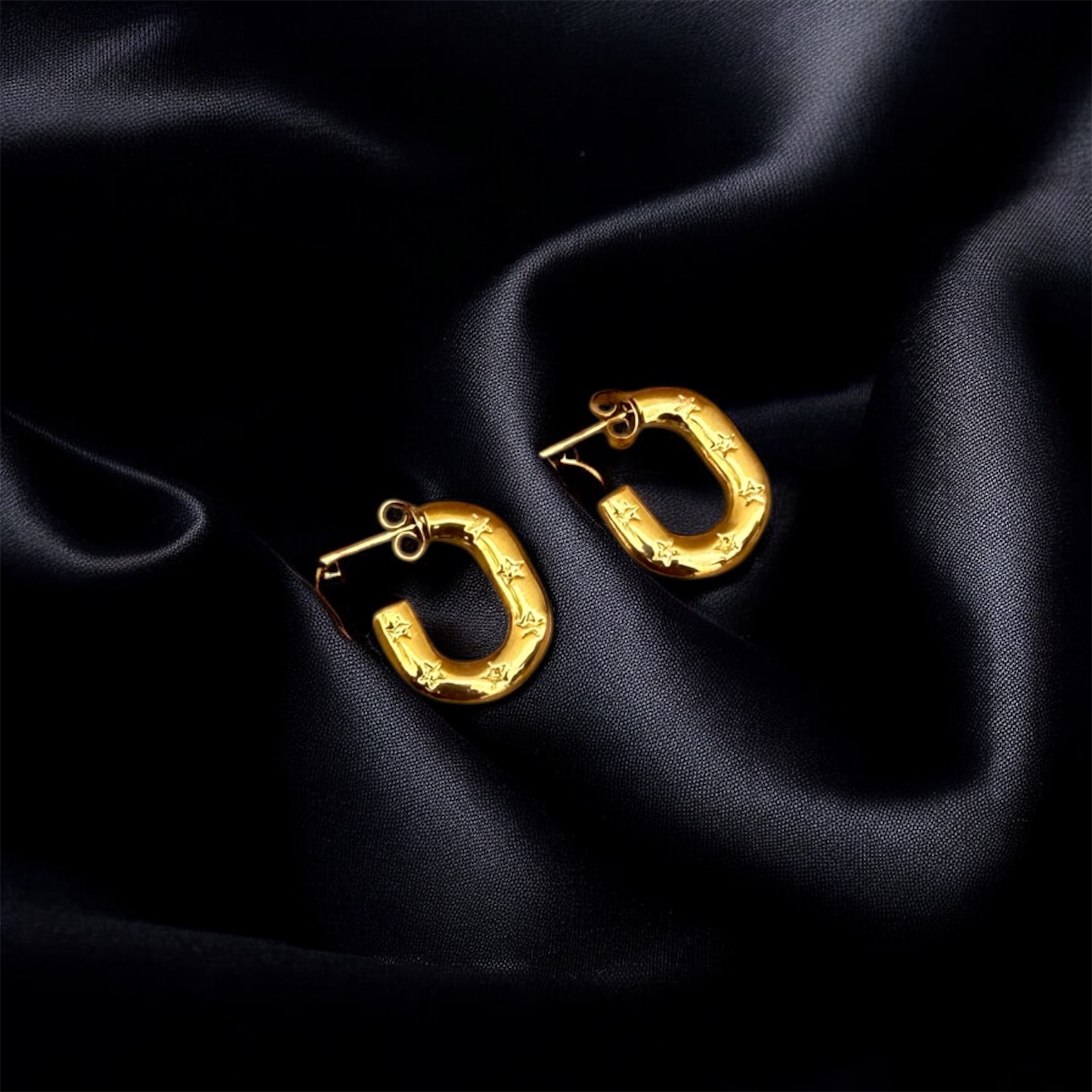 AK Elegant Gems Organic Textured Gold Hoop Earrings