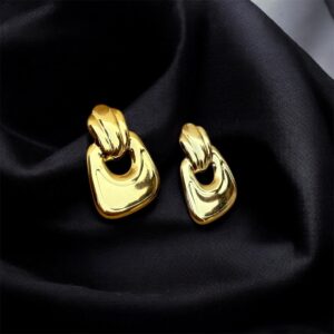 AK Elegant Gems Bold Sculpted Gold Dangle Earrings
