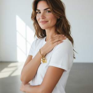 blossom pearl charm bracelet by ak elegant gems , made of stain less steel , anti tarnish jewellery for women