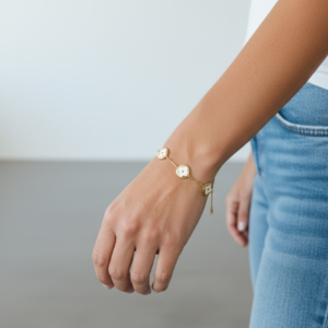 Bloom white clover Bracelet for women crafted with anti tarnish,water resistant, gold jewellery,clover bracelete,best jewellery for women