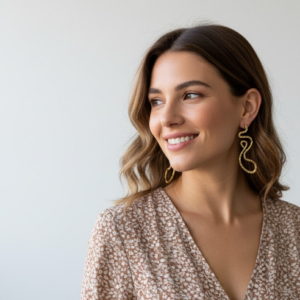 Dazzling Drape Earrings women wearing by ak elegant gems water resistant