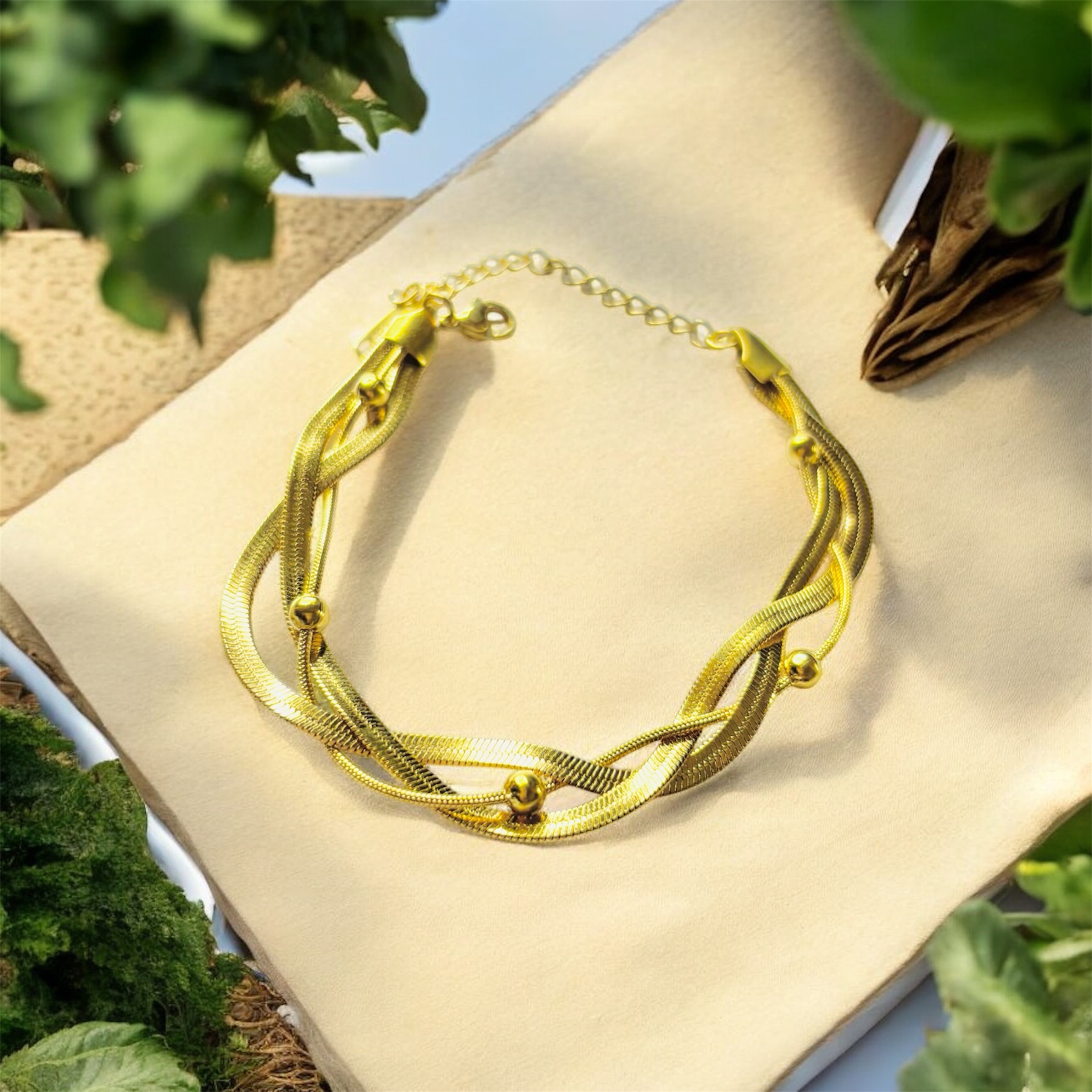 Elegant Twisted Gold Plated Chain Bracelet - Image 2