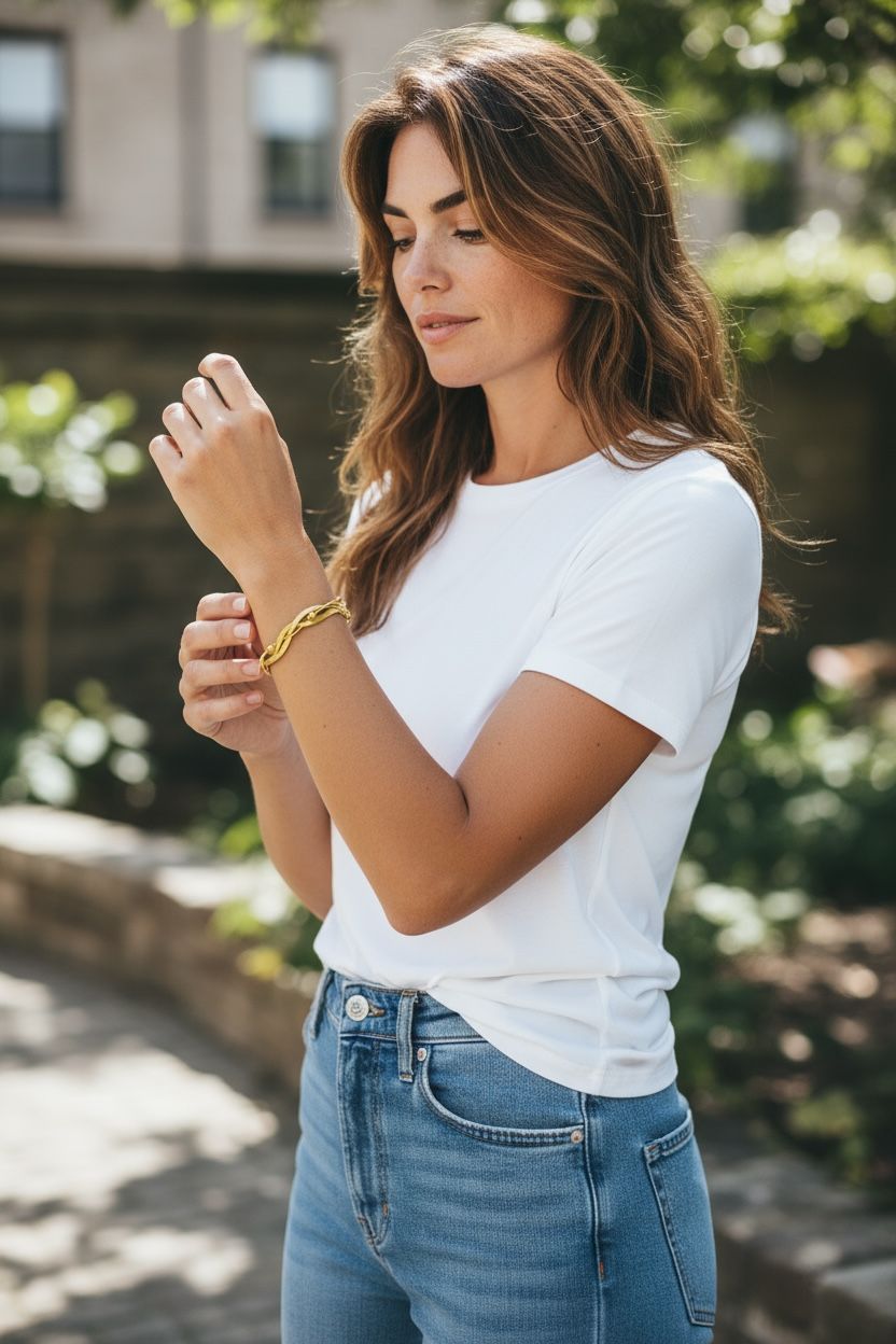 Elegant Twisted Gold Plated Chain Bracelet - Image 4